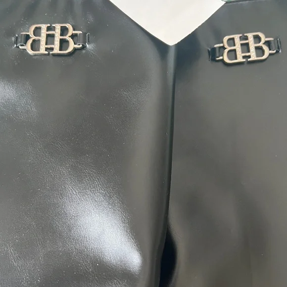 NWT Bebe Black Heeled Boots with Logo Detail. Unique with covered heel. Size 8. - Picture 3 of 12